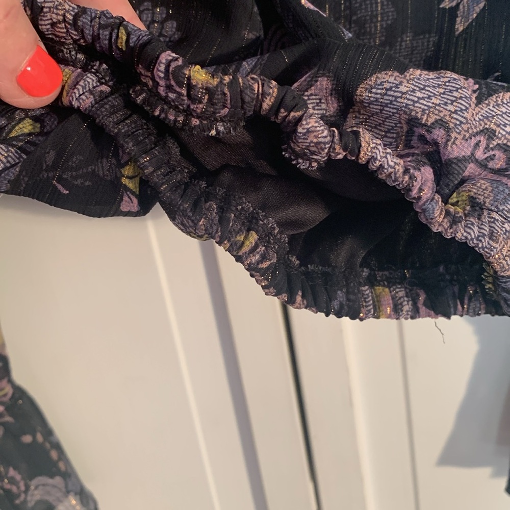 Blue Rain Bell Sleeve Wrap Crop Top EUC - Picture 3 of 10